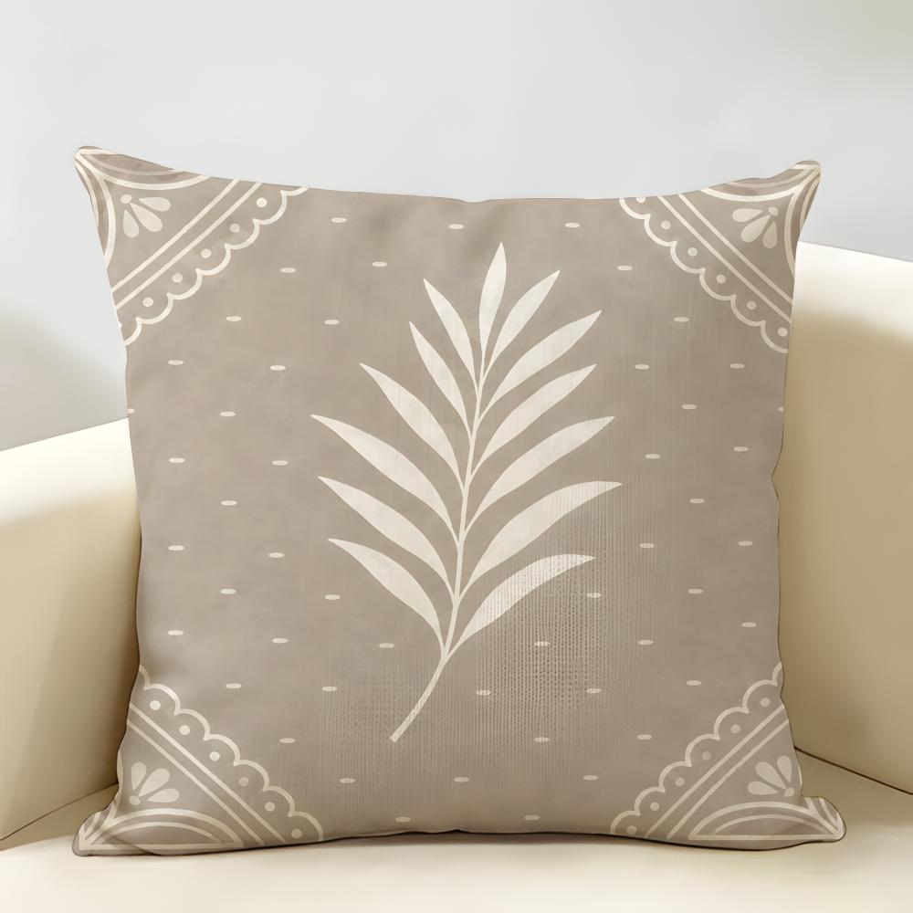 Neutral Minimalist Modern Fern Boho Cushion Cover Natural Linen Organic Fabric DoubleSided Printing Room Sofa Decor Pillow Case