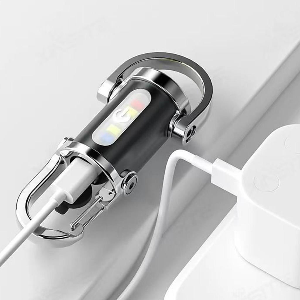 Mini USB Rechargeable LED Flashlight Keychain Portable Waterproof Camping Pocket Lamp Keyring Hanging Light Outdoor Gear