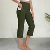 Женские укороченные брюки с карманами, однотонные, с высокой талией, для занятий йогой и бегом