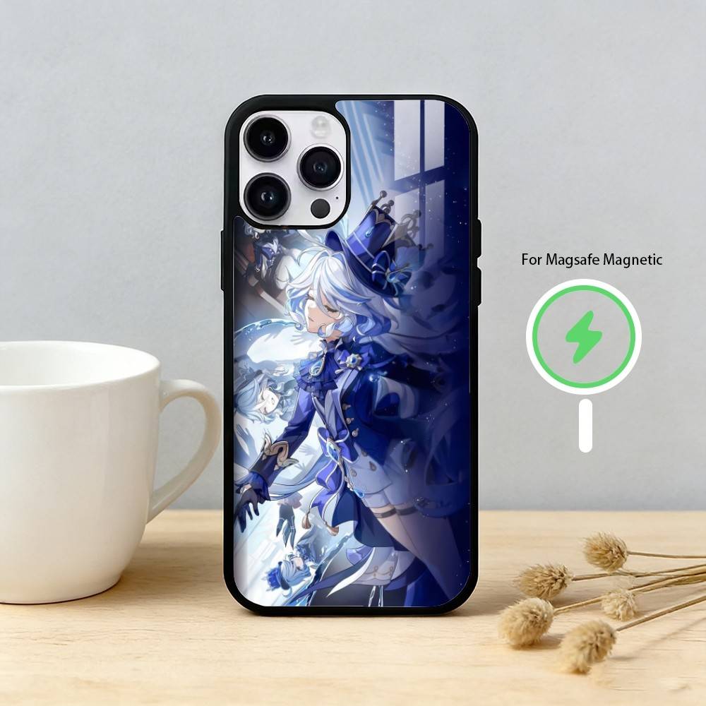 G-Genshin Impact F-Furina Чехол для телефона для iPhone 17/16/15/14/13/12/Plus/Pro/Max для Магнитной Беспроводной Зарядки
