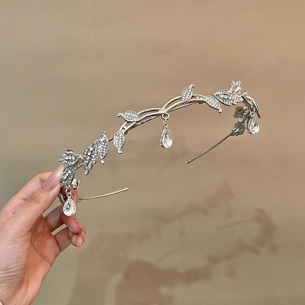 Fairy Advanced Sense of The Drilling Leaves Подвеска для бровей Мори Свадебные украшения на лоб Листья Водяная капля Повязки на голову Головные уборы Женский