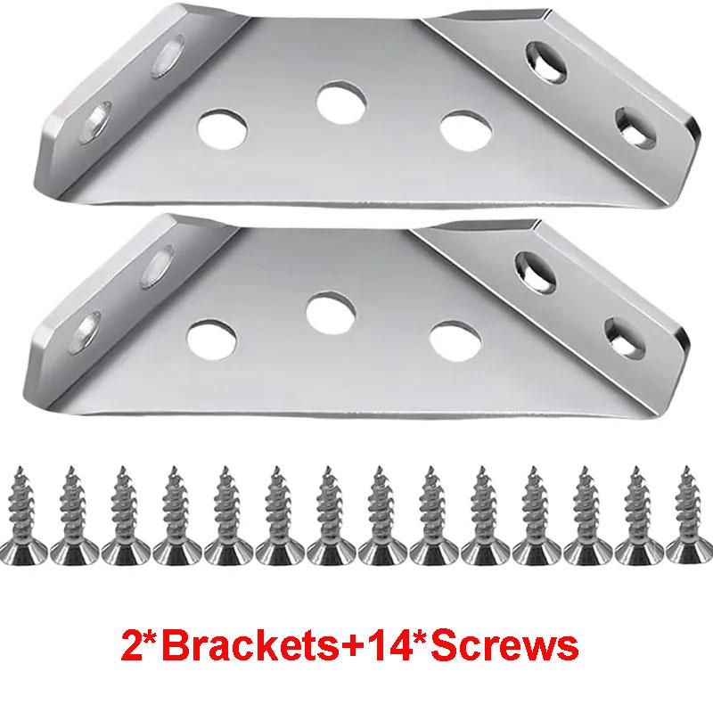 2/20set Corner Brackets Stainless Steel Furniture Angle Shelf Connector Cabinet Support Fixing Frame Corner Brace with Screw