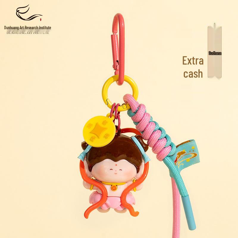 Брелок Маленький Будда Лотос Дуньхуан: Милый кулон в виде культурного музея, брелок для сумки в виде молящейся куклы, сувенирный подарок для друзей.