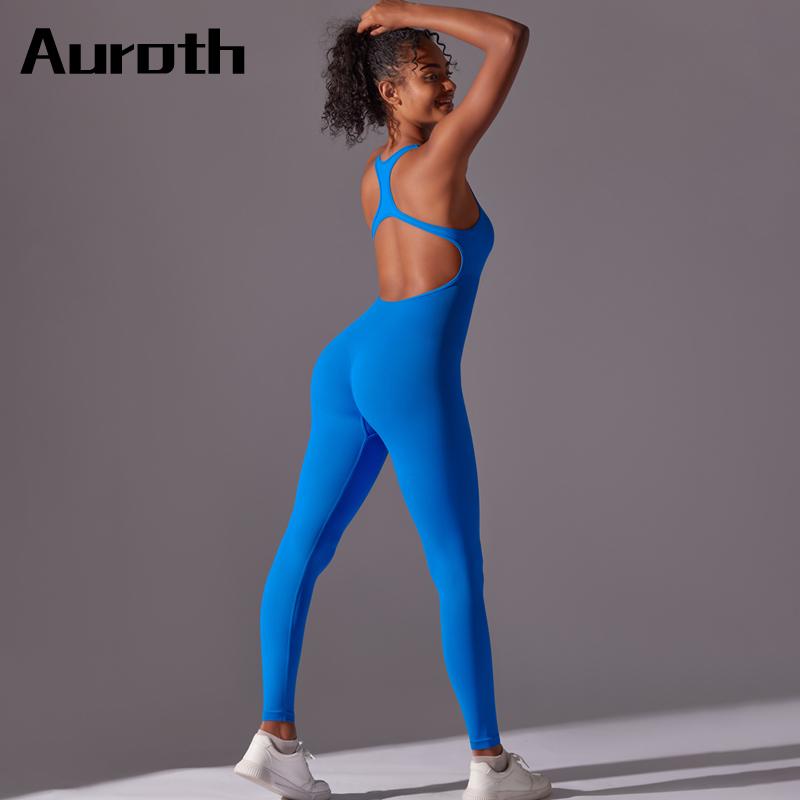 Auroth спортивный боди для фитнеса с открытой спиной, женский бесшовный цельный комбинезон для йоги, тонкий красивый комбинезон для бега со спиной