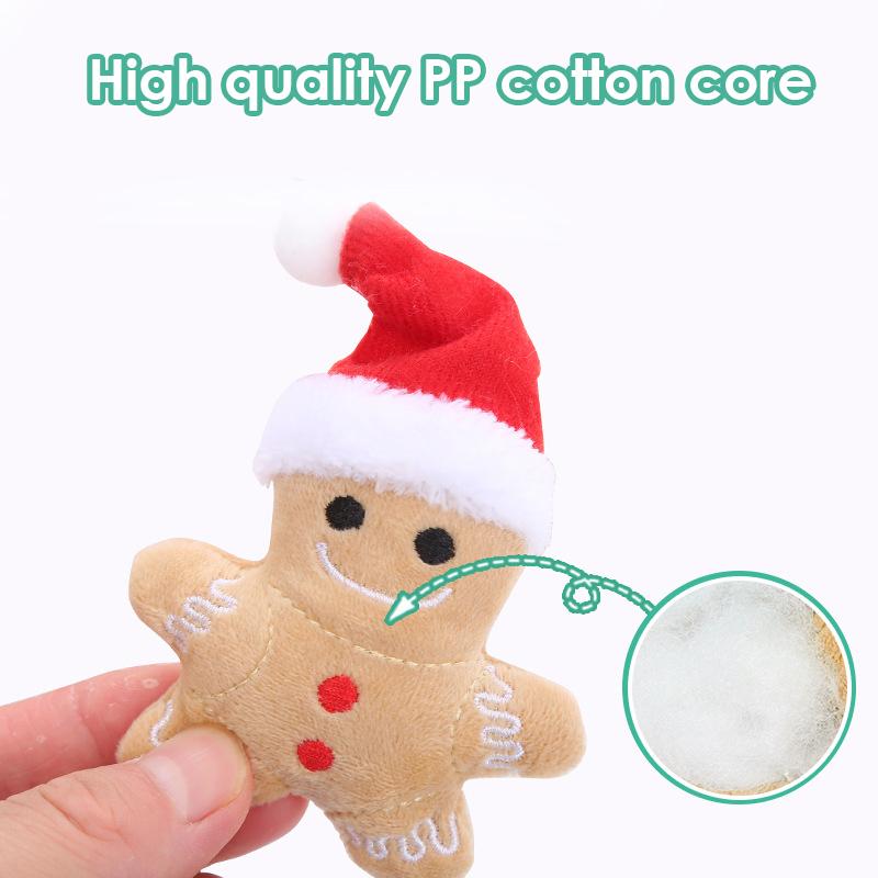 Catnip Toys Interactive Toys Cartoon Plush Christmas Gingerbread Man Cat Toys Cat Anti Bite Interactive Toy Pet Supplies