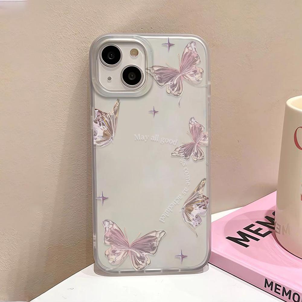 Gold Butterfly Soft TPU Case For iPhone 13 11 12 14 15 16 Pro Max Funda iPhone 12 13 Mini 16 Plus Translucent Clear Phone Cover