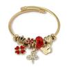 Fashion Gold Bangle Women Jewelry Stainless Steel Bracelet With Crystal Dragonfly Pendant Elegant Gift