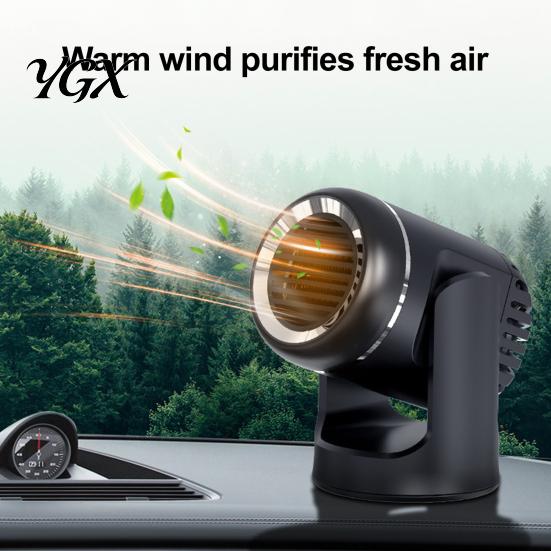 Winter Travel Essentials Portable Car Heater Defroster, 12V Compact Electric Heating Fan for Fast Defrosting Auto Windshield Defogging, Desktop Space