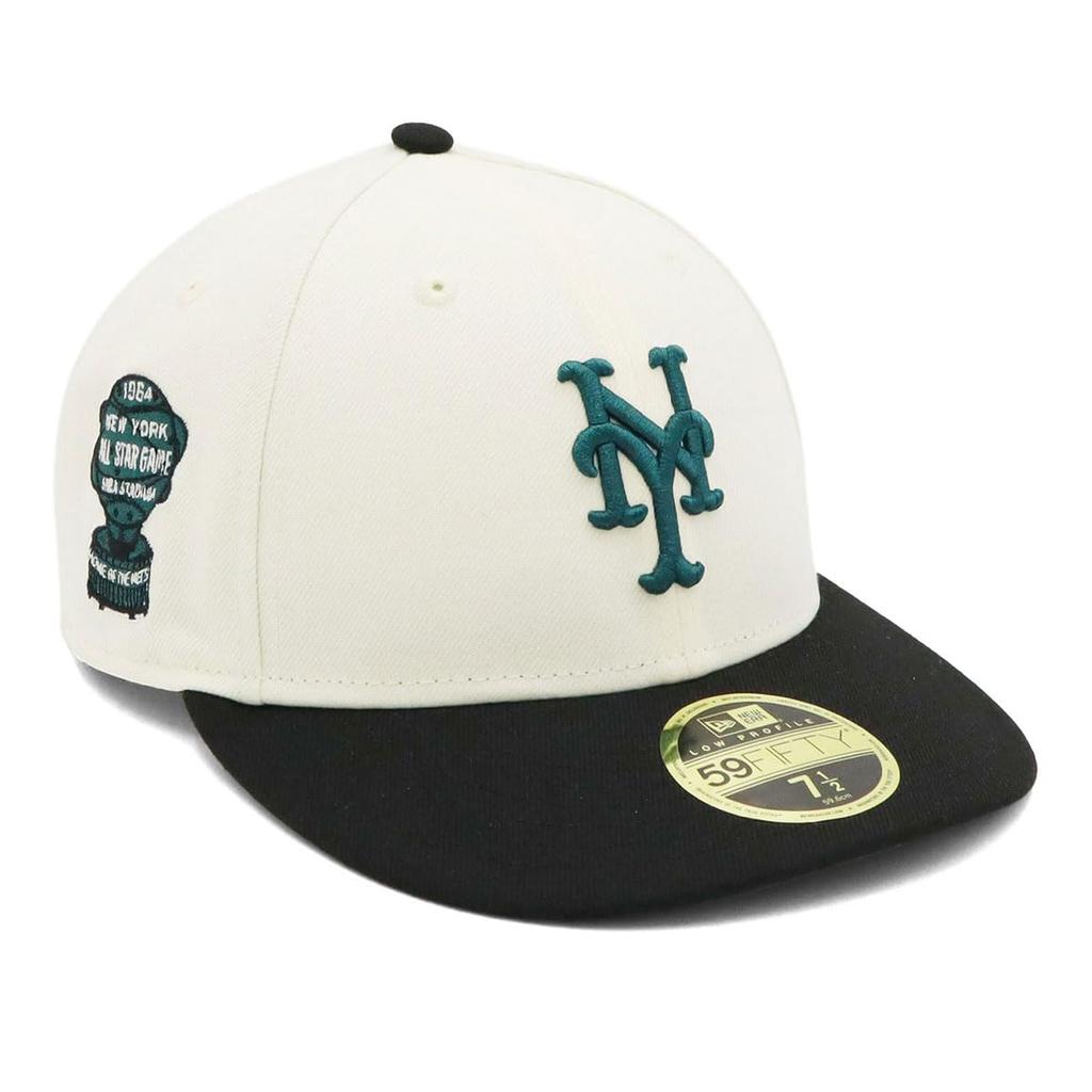 New Era LP 59FIFTY Cap MLB New York Mets NYM Spruce White with Side Exclusive To and Also a Stylish Streetwear Perfect for Travel and Sun A Great Gift