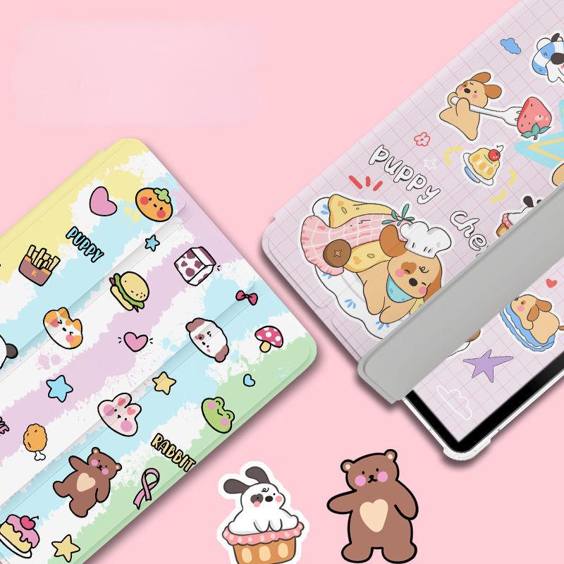 Умный чехол с милым рисунком собаки-пудинга для iPad с тройной фиксацией для iPad Air4 Air5 2022 10th 10,9 Air1/2 2018/17 6th 5th 9,7 с подставкой для карандашей
