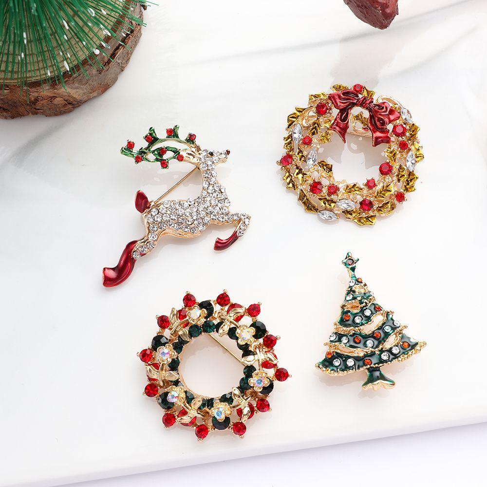 Стразы Модные украшения Рождественский подарок Рождественская брошь Значки Броши Значки Елка
