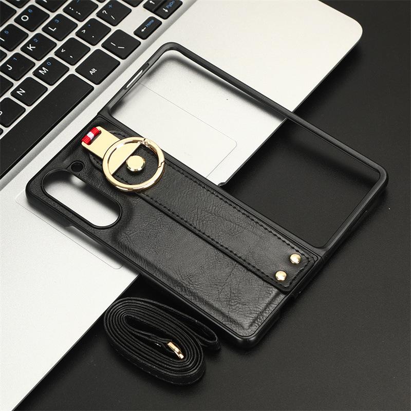 Suitable for Samsung Z Fold7 phone case zFOLD6/Z Fold 4 wrist strap leather case with lanyard and bottle opener case D5/2