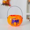 Plastic Candy Container Halloween Light-up Pumpkin Trick or Treat Bucket, Black Cat Castle Skull Light Decoration Box Container, LED Glowing