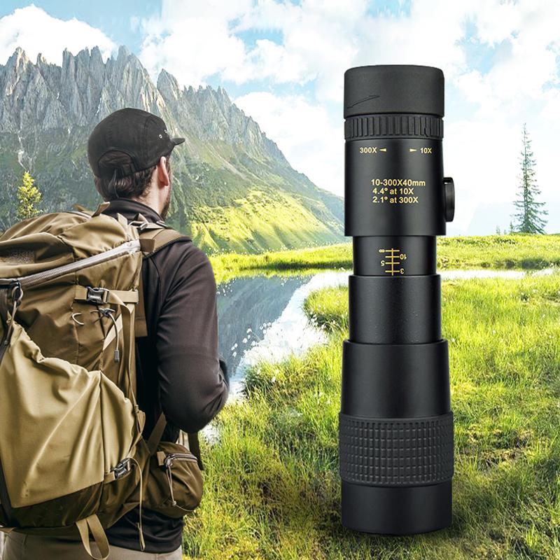 Заводской Hd Zoom 10-300x40 обновленный портативный монокуляр высокой мощности со штативом и держателем телефона для наблюдения за птицами