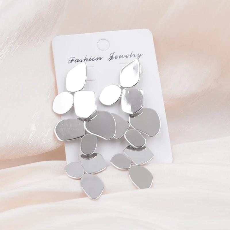 Длинные преувеличенные висячие серьги для женщин, многослойные металлические подвески неправильной формы, серьги-подвески pendientes mujer 2024