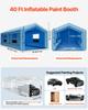 Inflatable Paint Booth, 12 x 5 x 4 m, Inflatable Spray Booth with 950W+1100W Blowers and Air Filter System, Triangular Roof, for Painting Car, Truck,