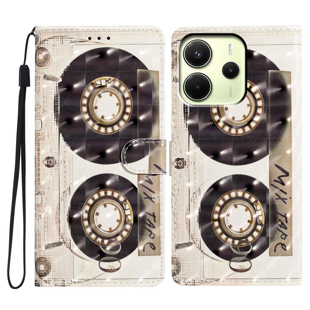 Для Xiaomi Redmi Note 14 4G (163,25 мм) Чехол-кошелек из искусственной кожи с 3D-печатью