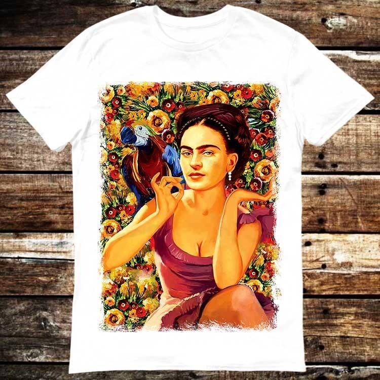 Frida Kahlo Parrot Bird Pet Lover Water Paint Art T Shirt 6141