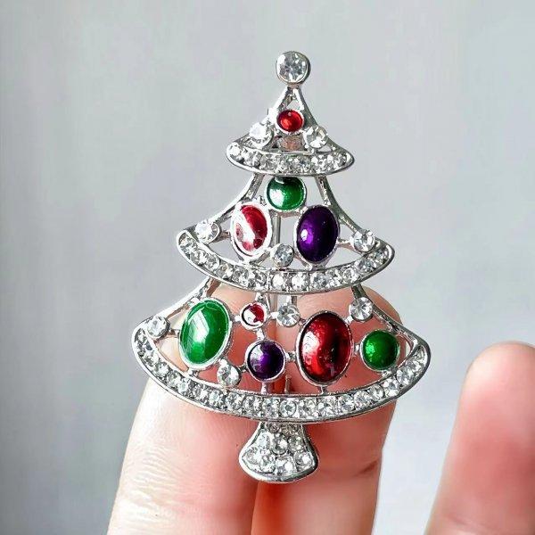 Rinhoo Zircon Santa Claus Gloves Brooches For Women Christmas Tree Snowman Snowflake Lapel Pins Christmas Jewelry