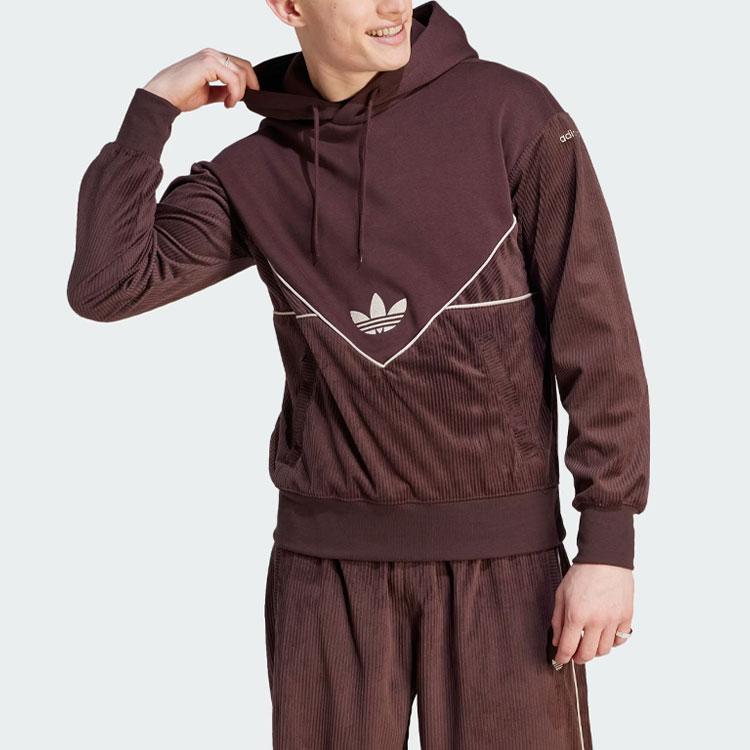 Adidas Оригиналы Adicolor, сезонная вельветовая толстовка с вышитым логотипом, лоскутная мужская толстовка, темно-серая, коричневая II5788