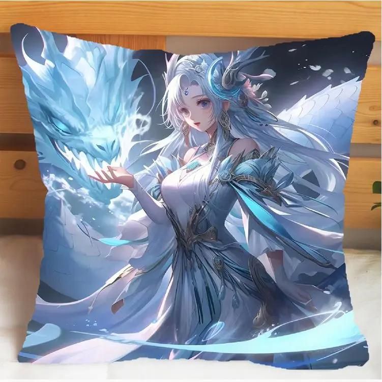 Arena of Valor Honor of Kings Xi Shi Подушка и наволочка Чехол для подушки-подушки Двусторонняя печать Плюшевые декоративные подушки 40x40см