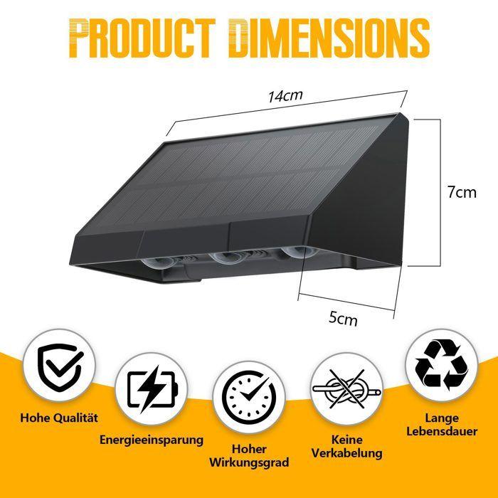 Lampes solaires extérieures - NETTLIFE - 4 appliques murales - Noir - LED intégrée - Blanc chaud 3000K
