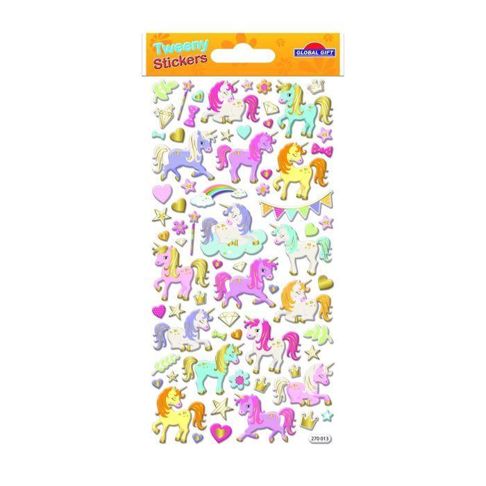 Reusable Stickers - 3D Relief - Unicorns - Gilding