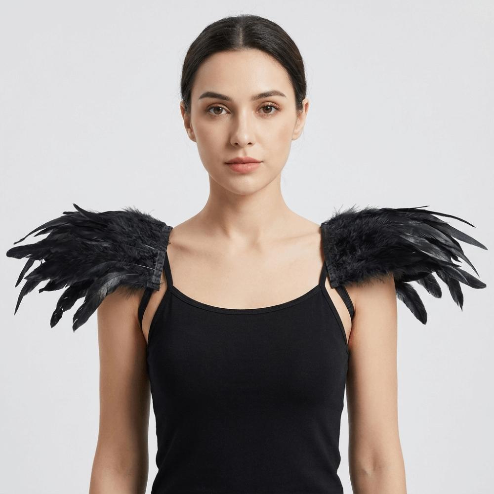 Punk Feather Shoulder Badge Elastic Performance Shawl Simple Ball Shawl Role Playing Accessories