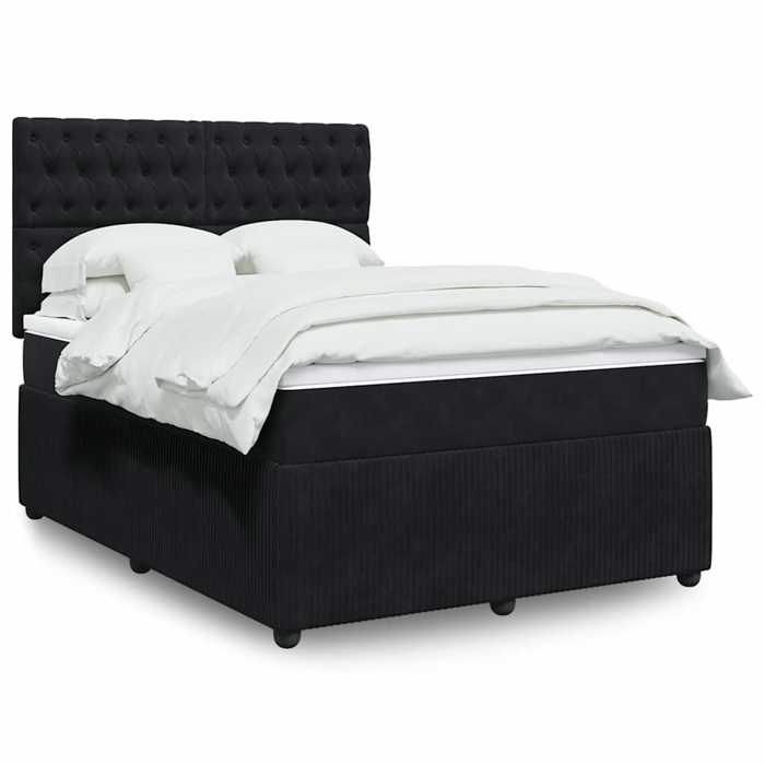 Maison Exclusive - Sommier à lattes de lit avec matelas Noir 140x190 cm Velours