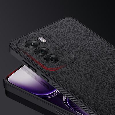Для Oppo Reno12 Pro 5G (Глобальный) Чехол Текстура Дерева Покрытие из ПУ Кожи Гибридный Чехол для Телефона