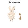 10 шт. пасхальных деревянных вырезок в виде кролика, набор пустых бирок для поделок, набор самодельных художественных изделий в форме кролика, подвесное украшение, 7 стилей