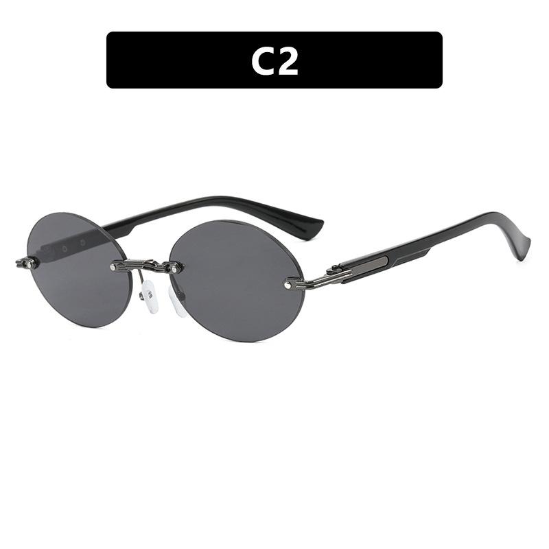 New Frameless Oval Sunglasses High-End Light Luxury Women'S Fashionable Summer Beach Vacation Sunglasses