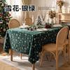Luxury Plush Christmas Tablecloth Gold Snowflake Antler Home Party Dinner Decor Rectangular Cover