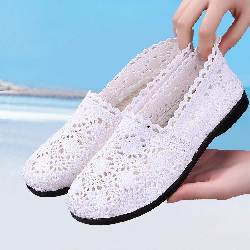 Женская обувь Рыбацкая обувь Женская сетчатая дышащая обувь на плоской подошве с мягкой подошвой Женская обувь в горошек Женская обувь Туфли на плоской подошве