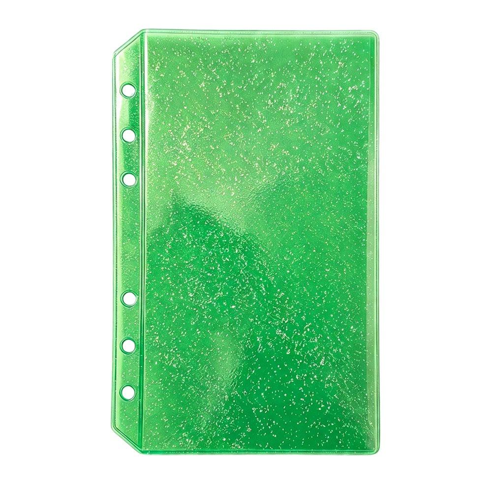 Flat Design PVC Binder Pockets A6 Colorful Glitter Document Filing Bag Waterproof 6-Hole Document Folders Journal Planner