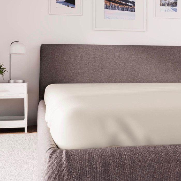 Drap housse en polycoton 160x200 cm PERCALE lin, par Soleil d'ocre