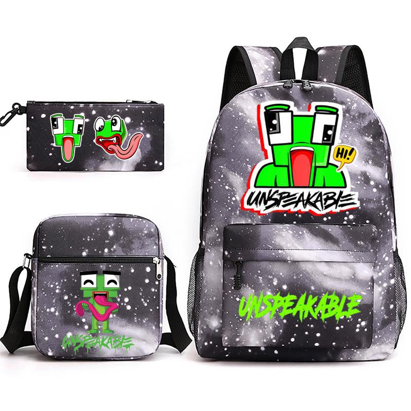 Unspeakable Backpack 3-Piece Set , Large Capacity Student Bookbag with Lunch Bag and Pencil Case, Water-Resistant, Durable