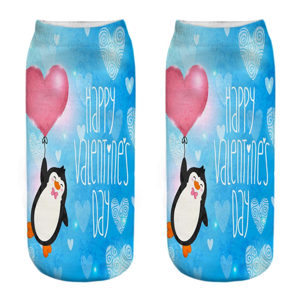 New Funny 3D Printing Cute Cartoon Singing Dancing Christmas Penguin Unisex Animal Series Short Ankle Socks Calcetines De Mujer