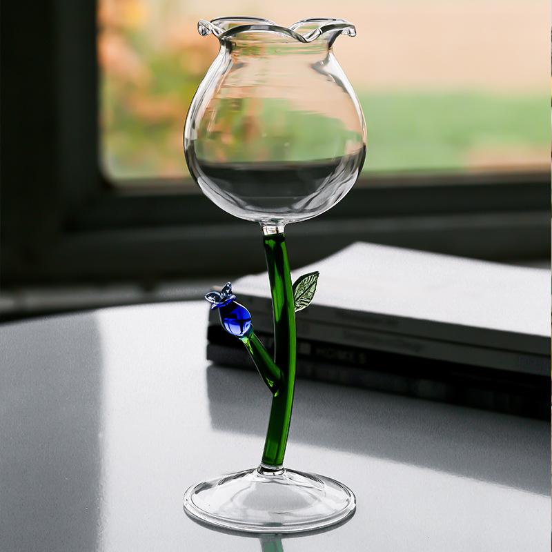 Plant Goblet Crystal Glass Creative Wedding Party Glassware Wine Tasting Glasses Flower CLASSIC BURGUNDY Bordeaux Champagne Cup