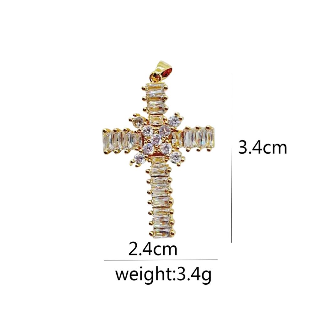 Подвеска из микроциркония с медной инкрустацией, крест, сохраняющий цвет, аксессуары для ожерелья из меди с позолотой.