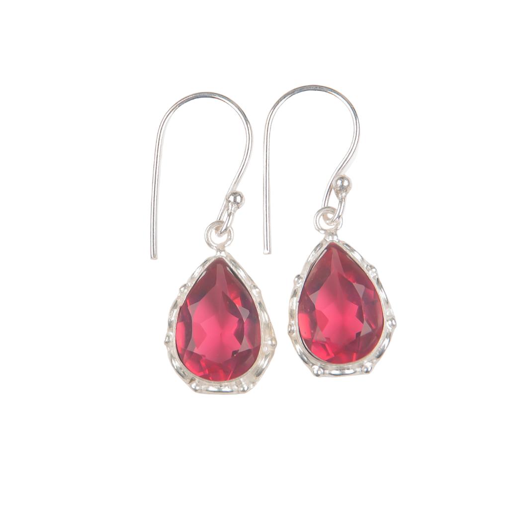 Pink Tourmaline Gemstone 925 Fine Silver Jewelry Handmade Earrings 1.30" For Her EE-3-18