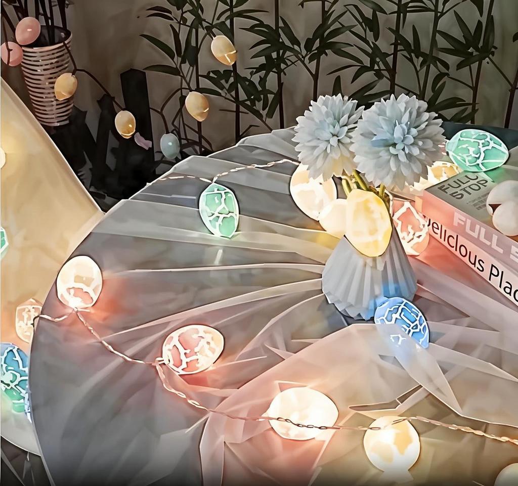 1,5 м 10 светодиодов Новые цветные потрескавшиеся яйца Гирлянда Оформление пасхальной вечеринки Подвесное украшение для спальни Атмосферный свет Украшение-люстра