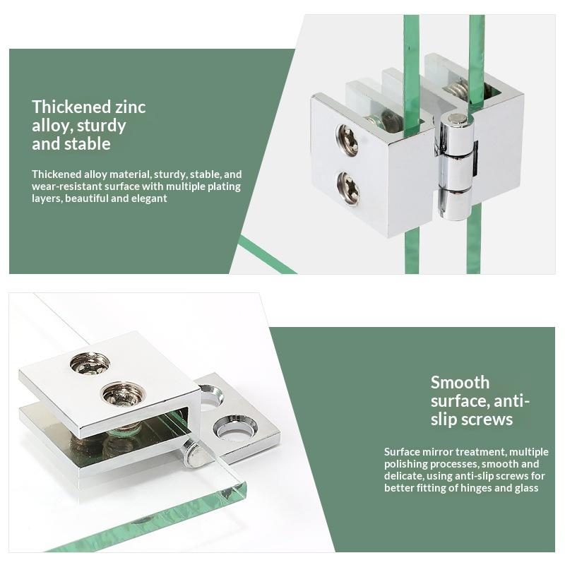 Zinc Alloy Glass Door Hinge No Drilling Required Sturdy Structure Perfect For Cabinet Showcase Wine Rack Glass Doors