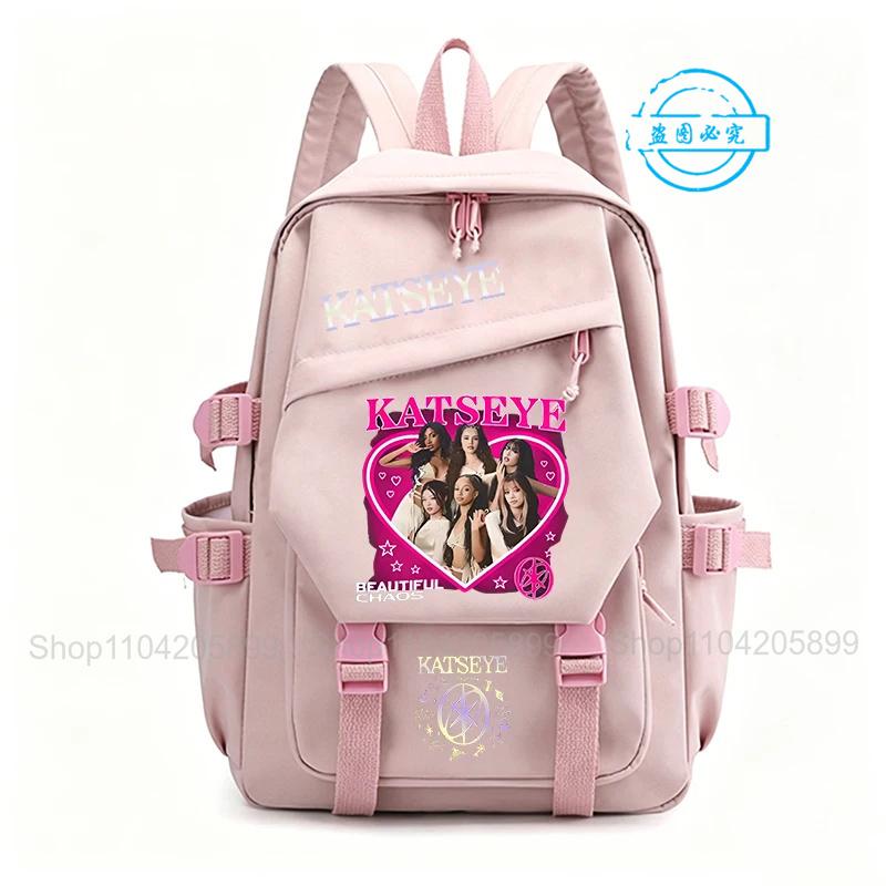 Школьная сумка Katseye Горячий K-POP Mochila Студент Подросток Сумка для книг Мальчик Девочка Ежедневные Путешествия Рюкзак Большой Емкости Daypack