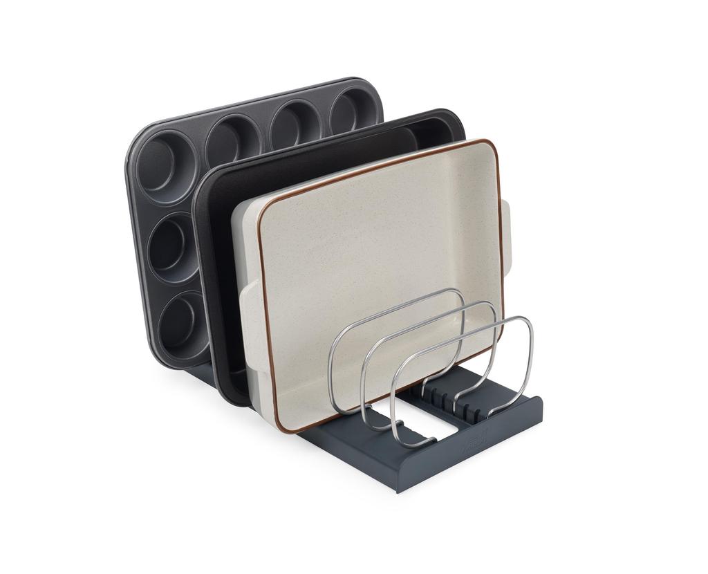 Joseph Joseph Kitchen Storage Rack with Drawer Organizer for Frying Pan Cutting Pot with Fits Drawers up to 21cm Deep Storage, Tray, Lids, Boards,