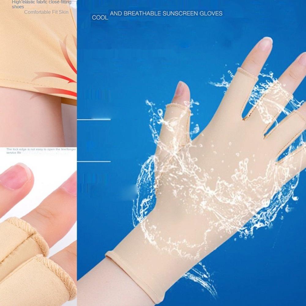 Дышащие солнцезащитные перчатки с полупальцем, перчатки из ледяного шелка, новые перчатки для покраски ногтей, лето