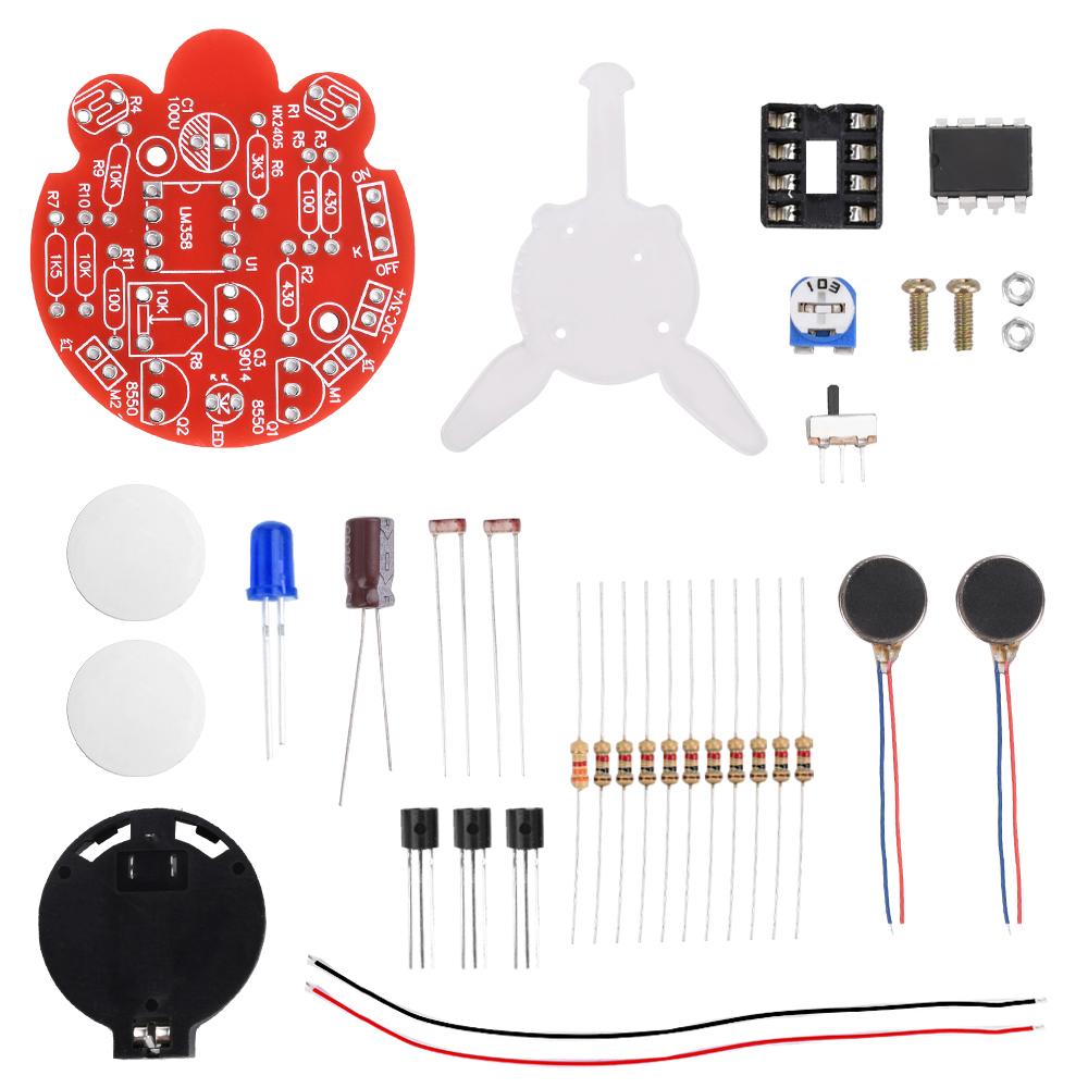 Photosensitive Mobile Robot Kit Firefly DIY Bulk Tail Breathing Light Fun Electronic Education Training LED Electronic Kit