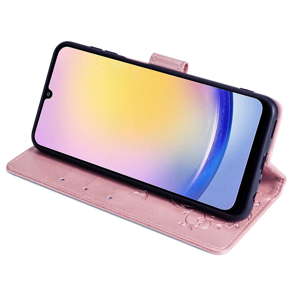 Для Samsung Galaxy A25 5G (Глобальный) (161,0 х 76,5 х 8,3 мм) Чехол Книжка из ПУ кожи с бабочкой и цветком