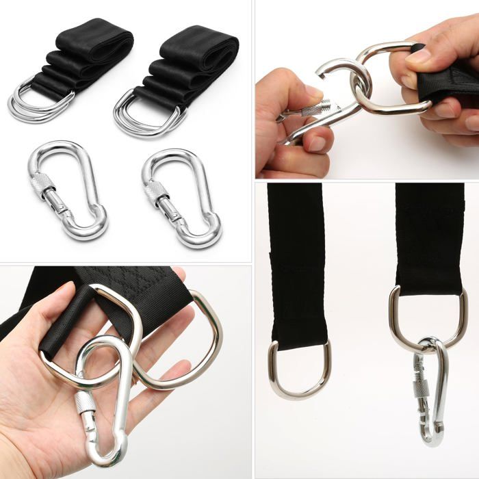 Sangles de suspension pour balançoire 2 pièces 1,5 m avec mousquetons — Nylon & inox, Heavy Duty