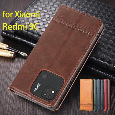 Роскошный магнитный адсорбционный кожаный чехол для Xiaomi Redmi 9C / Redmi 9C NFC Flip Cover Защитный чехол Capa Fundas Coque